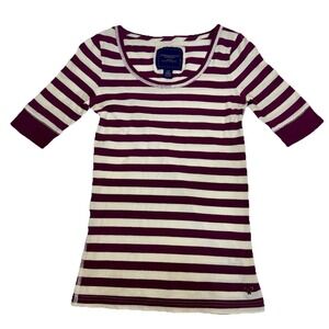 Vintage Y2K American Eagle Striped Top Preppy Fitted Pink Academia Parisian S